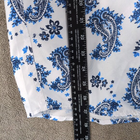 Silver Stone Shirt Mens Small White Blue Paisley Cotton Modern Fit Button Up - Picture 6 of 9